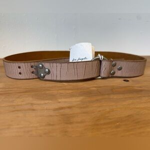 We The Free Taupe Leather Belt with Silver Accents